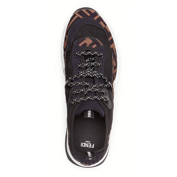 Fendi Freedom Logo Black Brown White FF Zucca Low Top Tie Trainer Sneaker 36.5 - Picture 6 of 11